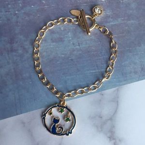 NEW Handcrafted Gold Link Crystal Charm Bracelet